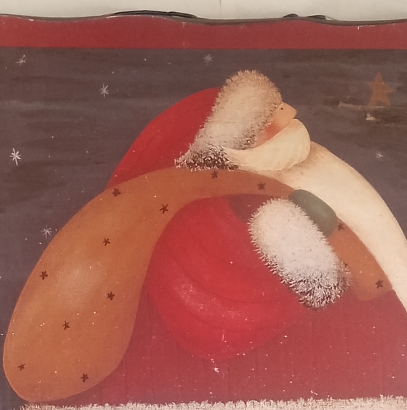 Fiddlestix Chubby Santa Hanging Wooden "Santa under the Stars" 10 x10 inch - Picture 3 of 5